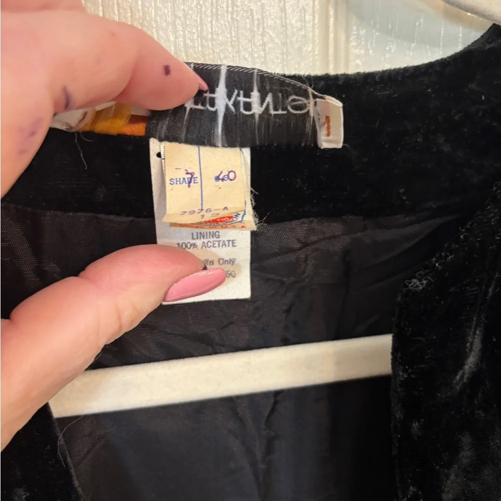 Anita Kantor Vintage Retro Black Velvet Jacket Women’s 12 Holiday Party Glam - Picture 5 of 7